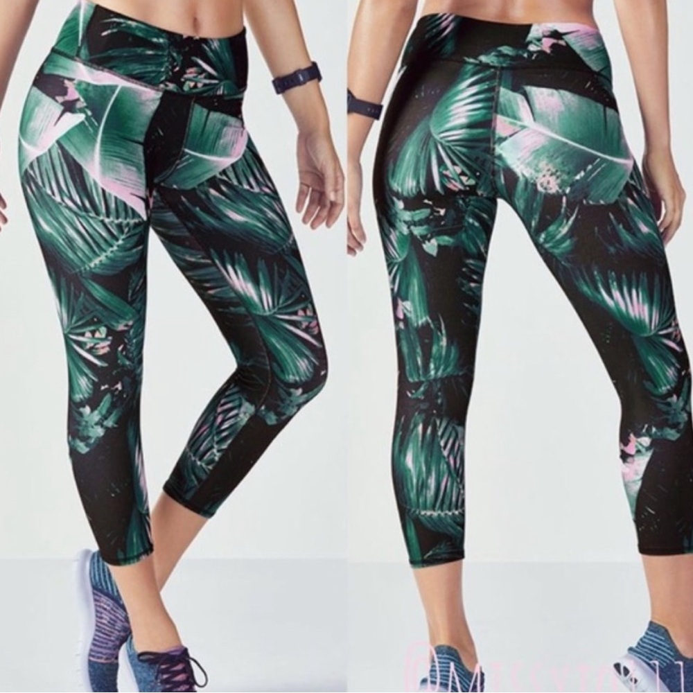Fabletics Green Palm Pattern Leggings